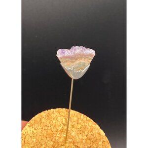 Vintage Sterling Silver Amethyst Geode Slice Stick Pin 3 in
